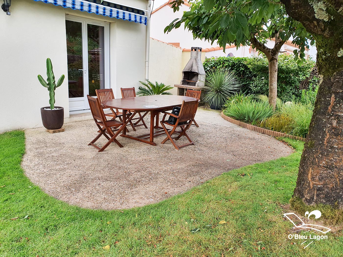 conception petite terrasse bois ipe forme arrondie vendee avant