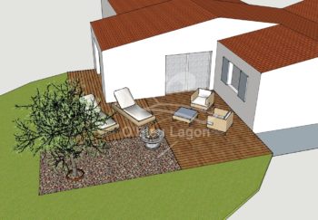 simulation 3d espace terrasse bois vegetation