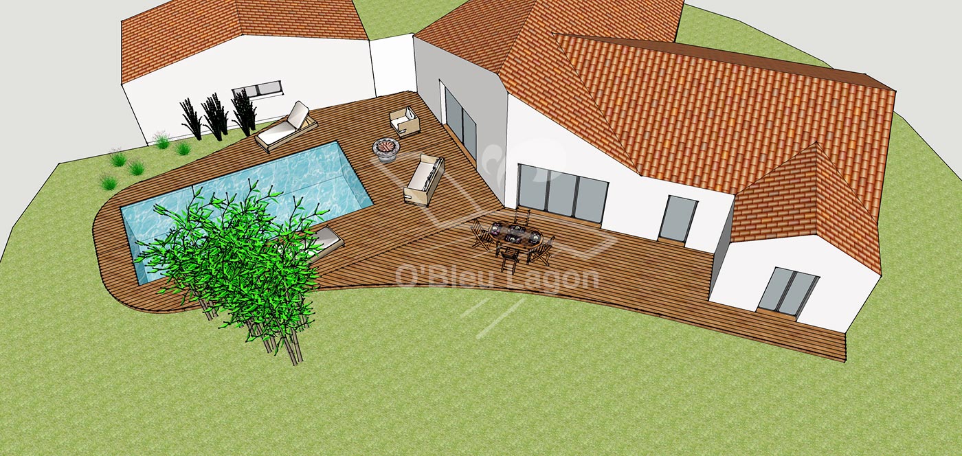 simulation 3d plan terrasse espace piscine