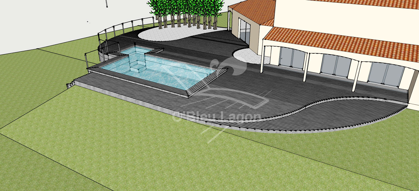 simulation 3d projet terrasse original avec piscine