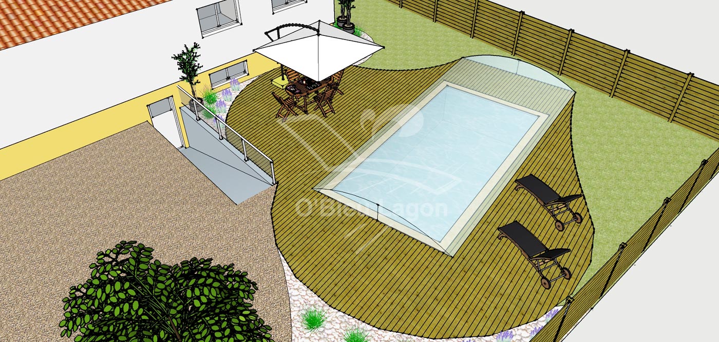 simulation 3d projet terrasse piscine arrondie