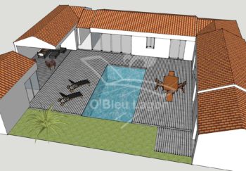 simulation perspective projet terrasse bois piscine